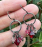 Vintage Crystal Earrings Dainty Hoops with Pink and Red Sparkles  - Image 5