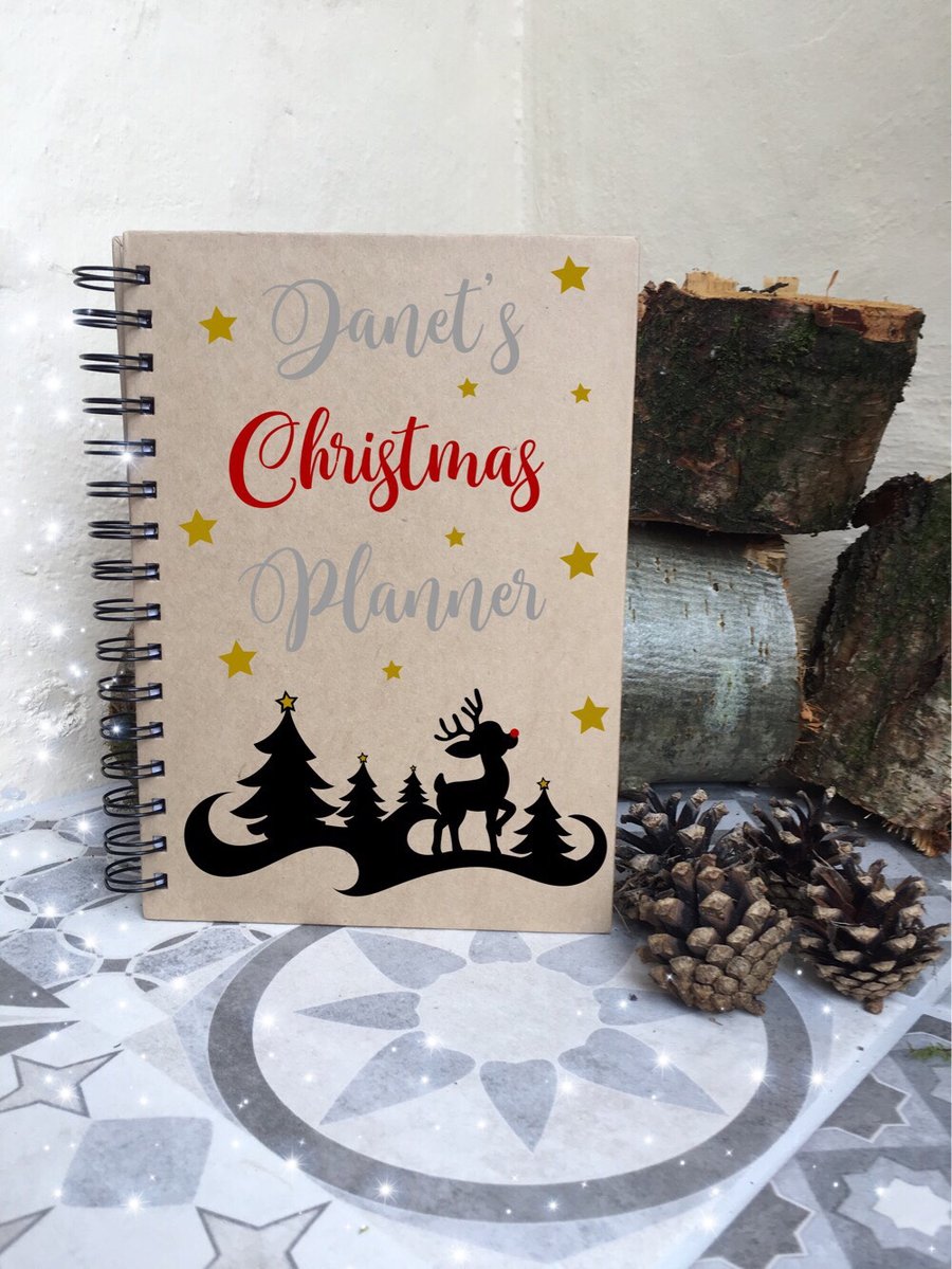 Christmas planner, personalised Christmas notebook, Christmas notebook