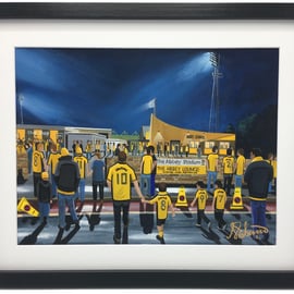 Cambridge Utd F.C, Abbey Stadium. Framed, High Quality Football Art Print.