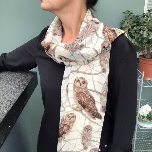 Owl scarf - Ladies Fashion Scarf - Wildlife Scarf