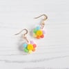 Rainbow flower earrings, pastel colours, drop, hoops, CHOOSE YOUR STYLE
