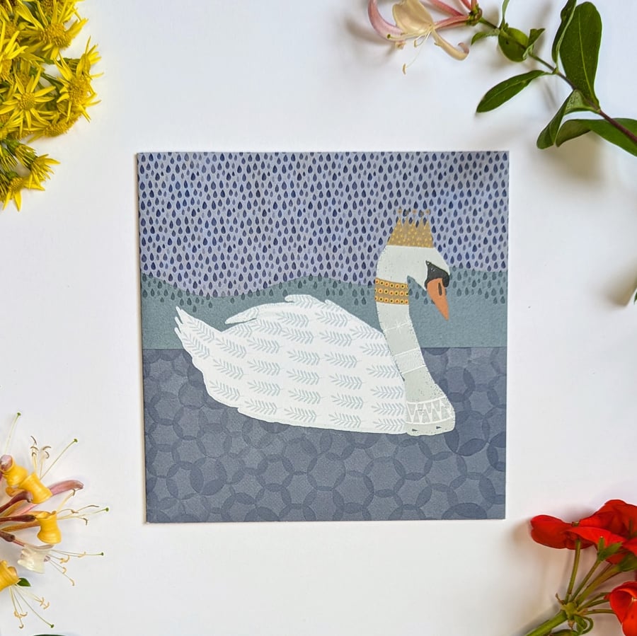 Swan Blank Greetings Card - Birthday Card - Bird - Free Postage