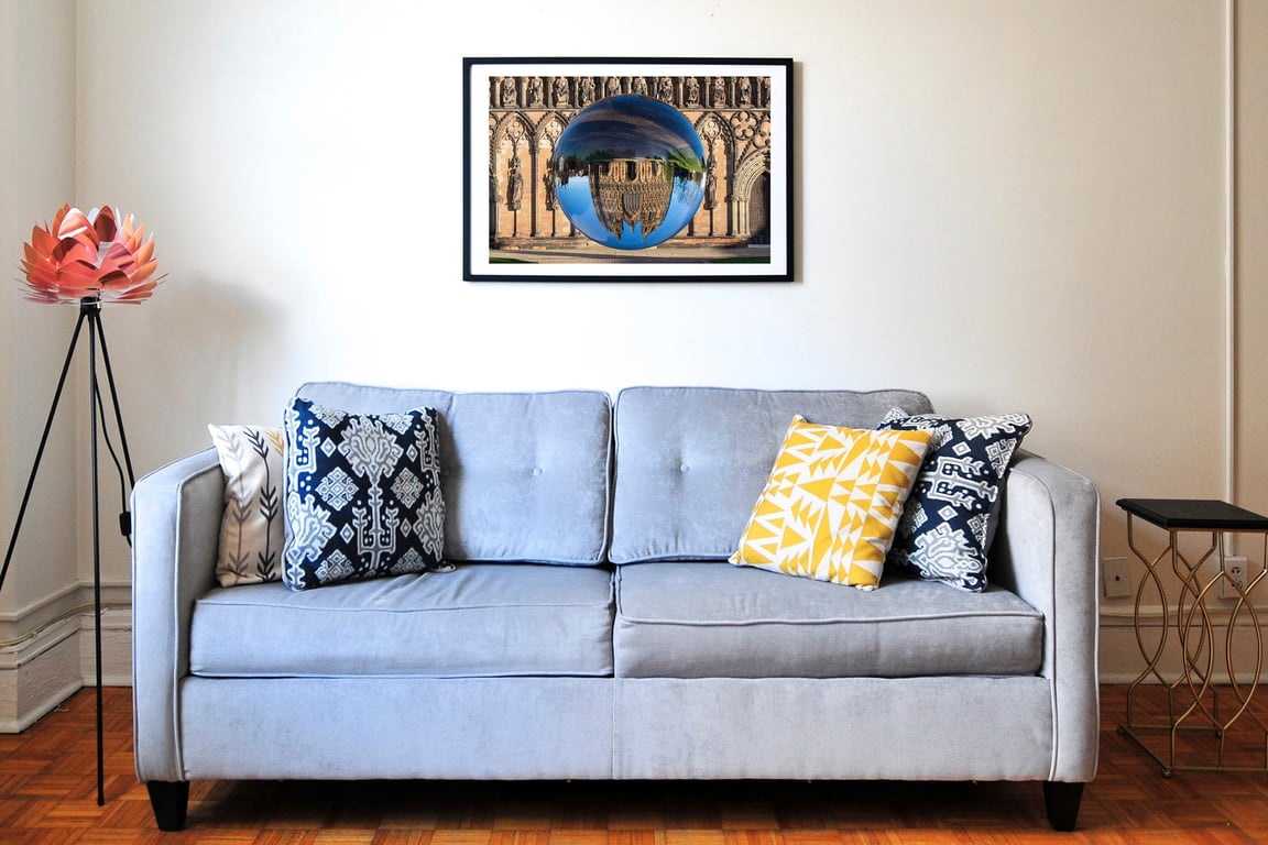Lichfield cathedral through a lensball wall art print