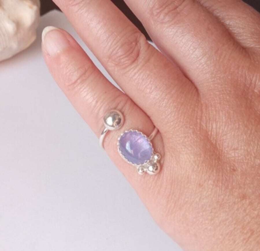 Tanzanite Ring Sterling Silver Adjustable Gemstone Jewellery Gift Box