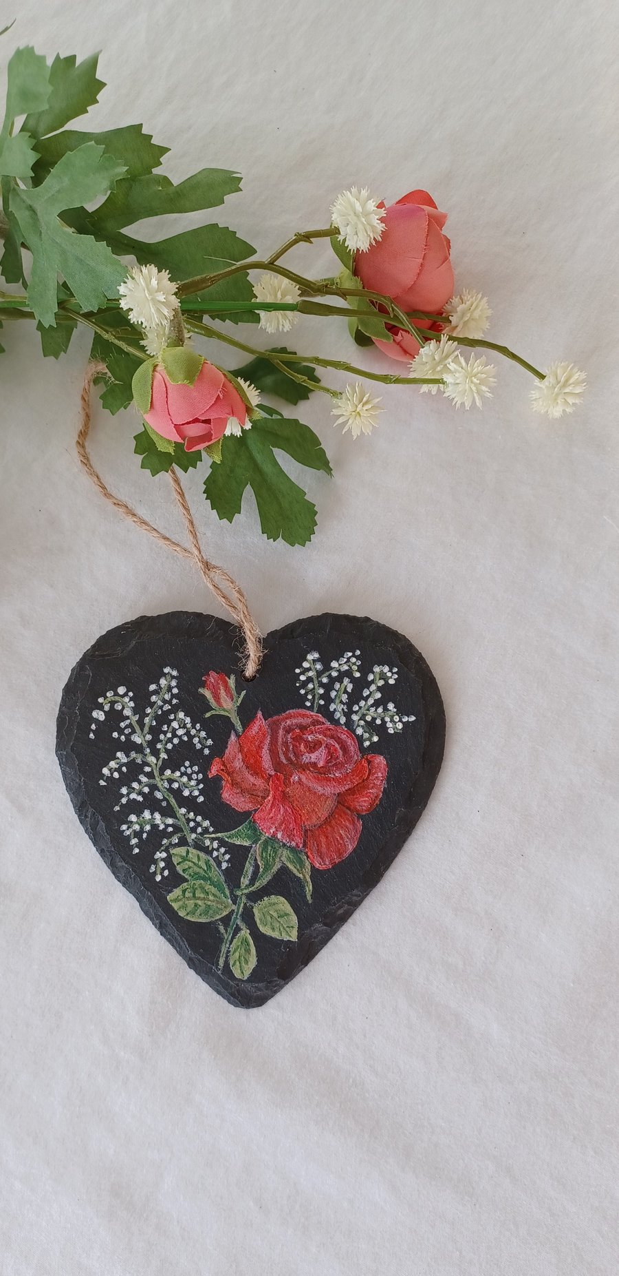 Hand-painted slate heart
