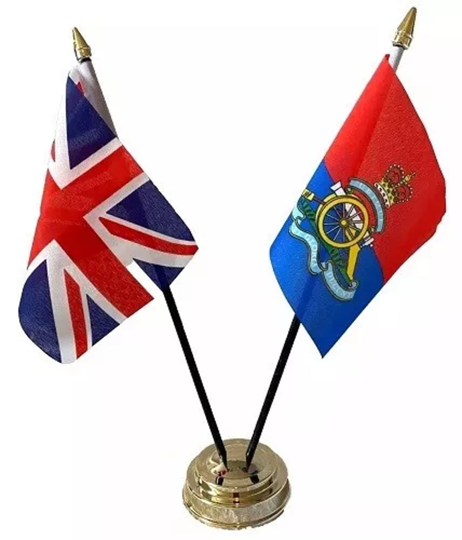 Royal Artillery & Union Jack Friendship 2 Flag 12" Table Display