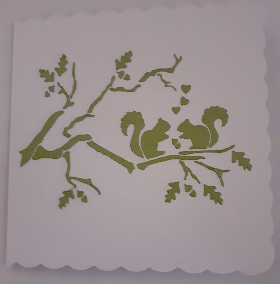 Handmade Squirrels in a Tree Greetings Card