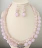 Rose Quartz Necklace & Earrings Set – Handcrafted Statement Gemstone Jewellery - Image 3