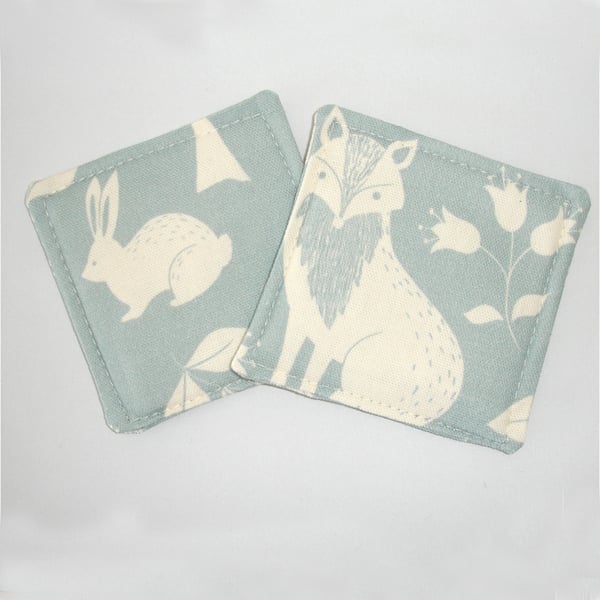 Coasters 2 x Fox Rabbit Squirrel Owl Pair of Drink Mats Duck Egg Wildlife