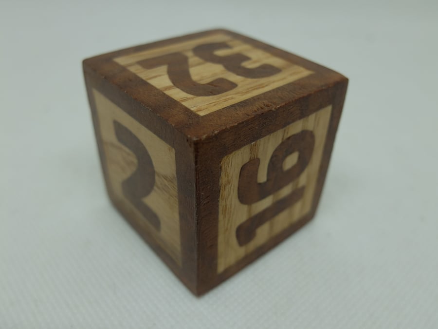Large wooden doubling cube, hand-veneered