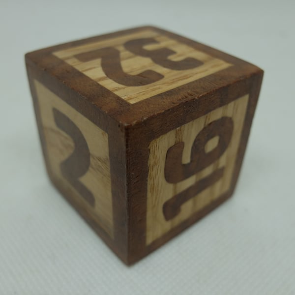 Large wooden doubling cube, hand-veneered