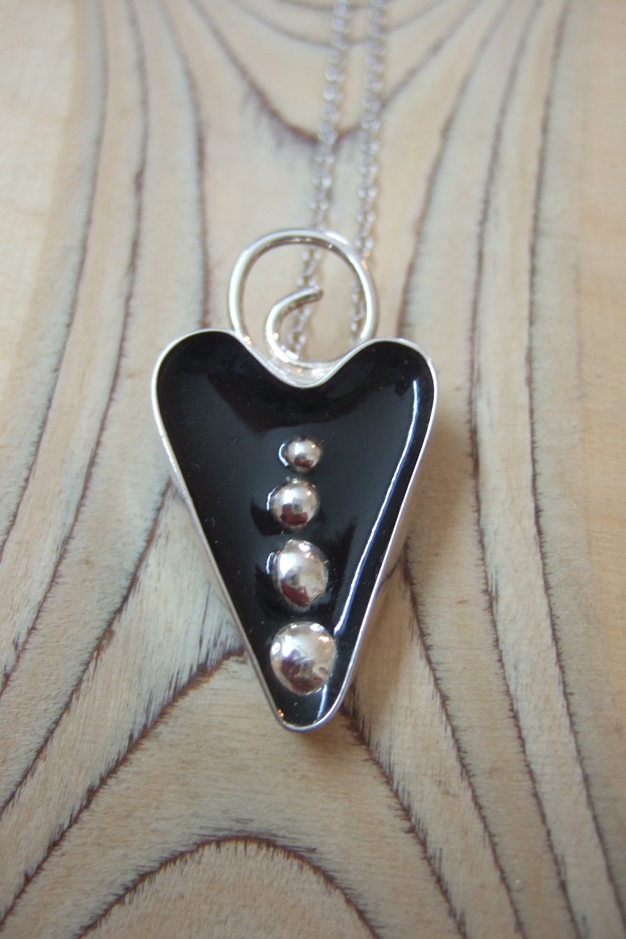 Sterling Silver and Black Resin Heart Pendant