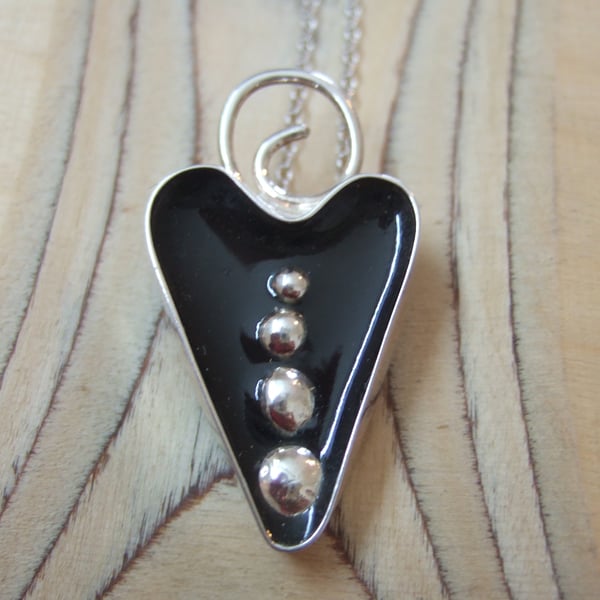 Sterling Silver and Black Resin Heart Pendant
