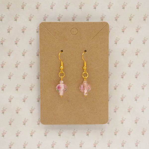 Gold Plated Murano Glass Bead Earrings