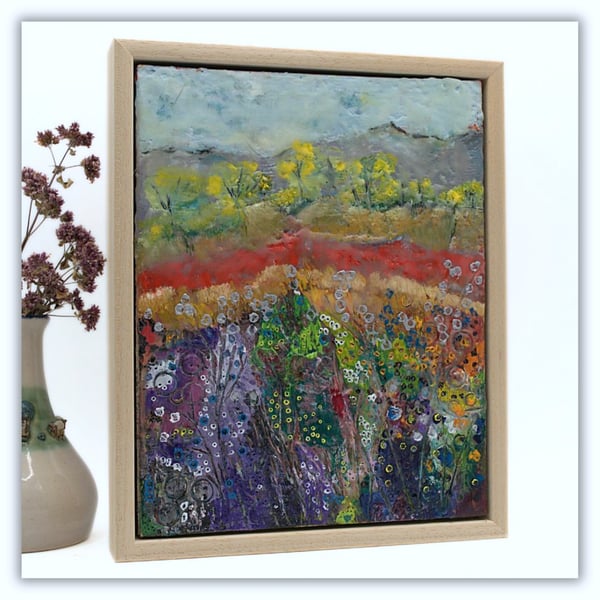 An original oil painting - encaustic painting - Scottish landscape - framed