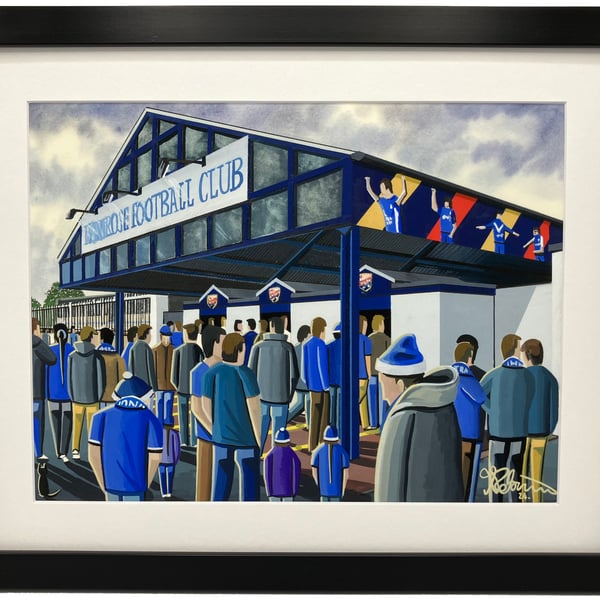 Montrose F,C, Framed Links Pk Football Stadium Art Print. 14" x 11" Frame Size