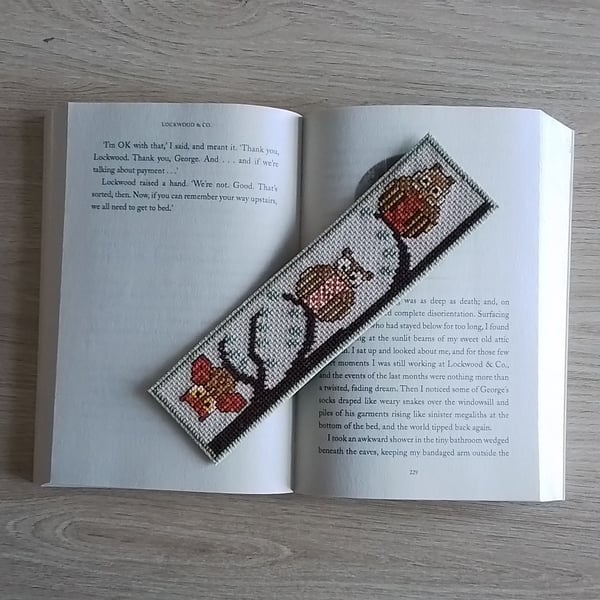 Owl Bookmark, 3 Owls on a Branch, Owl Gift, Owl Lover Gift - Green Border