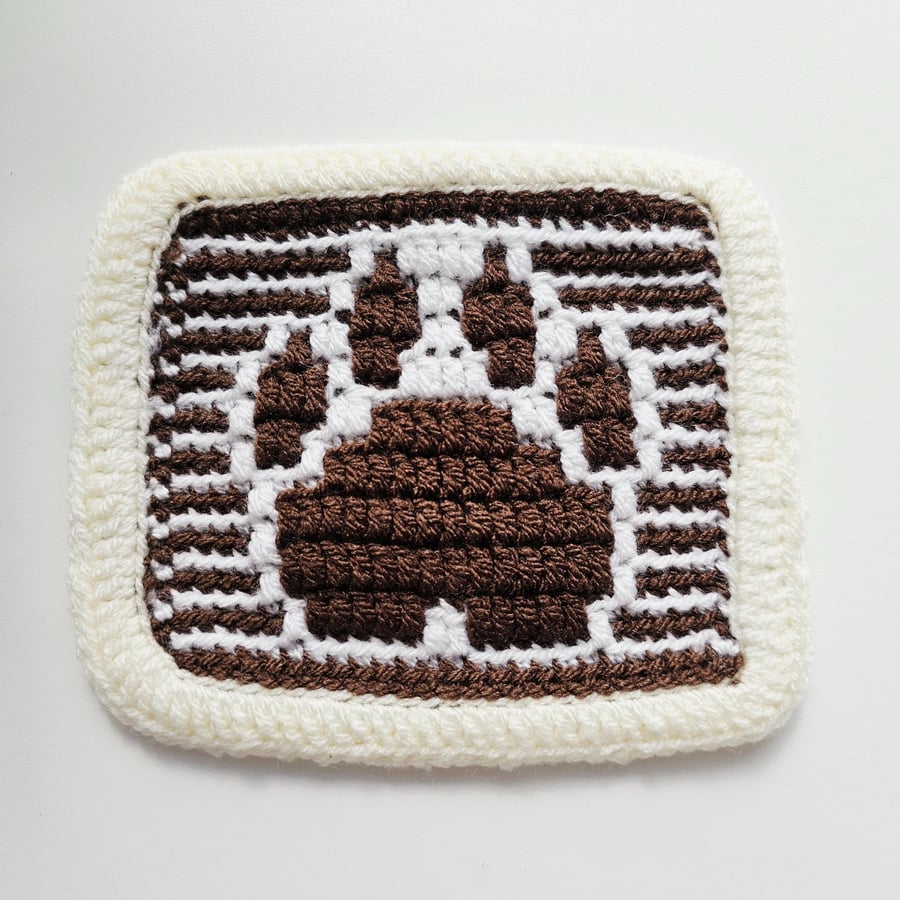 Large Brown & White Paw Print Coaster Mat - Summer Seconds