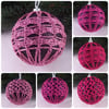 Christmas baubles boxed set of 6 large decorated with crochet lace (A8)