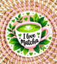 I Love Matcha Wooden Coaster – Cute Matcha Tea Design – Handmade Green Tea Gift