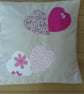 Cushion with Appliqué Hearts - Image 1