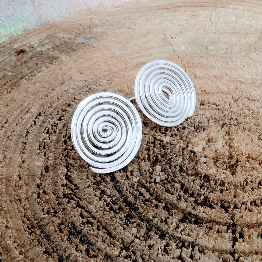 Recycled Sterling Silver Spiral Stud Earrings