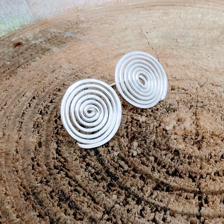 Recycled Sterling Silver Spiral Stud Earrings