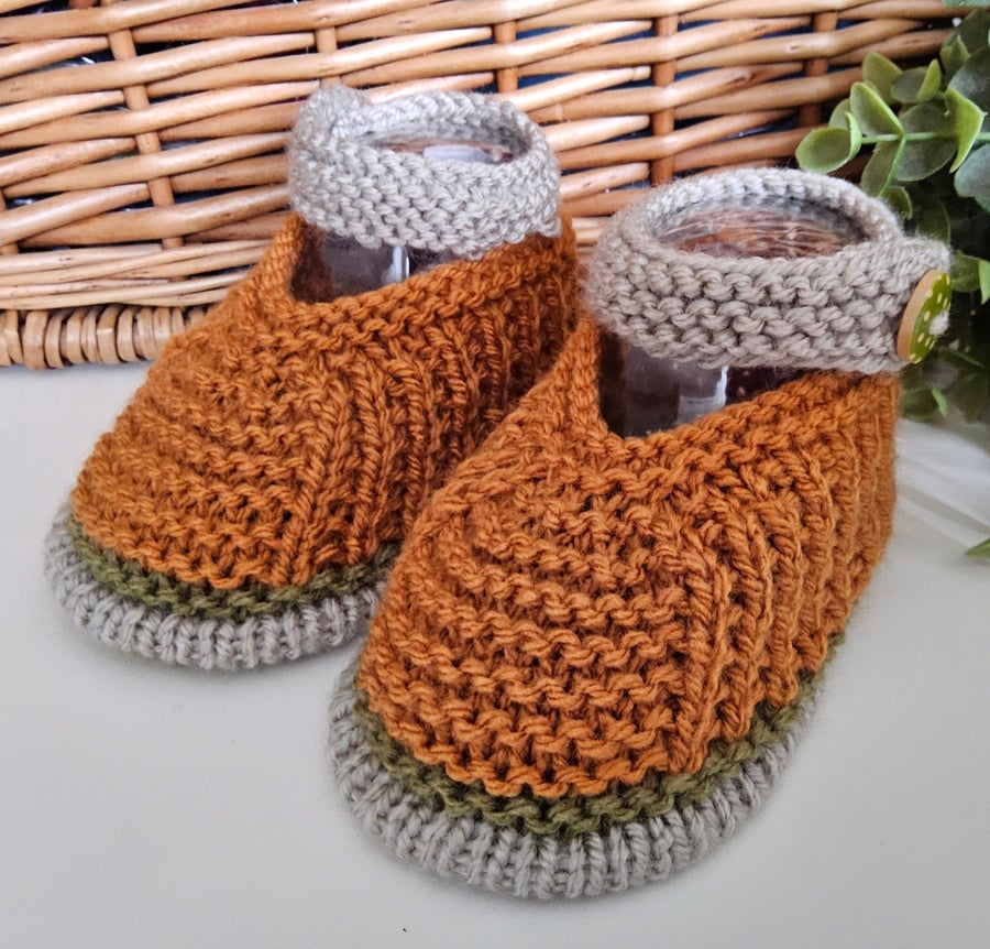 Image of Designer Baby Boy's Hand Knitted Shoes 6 months size