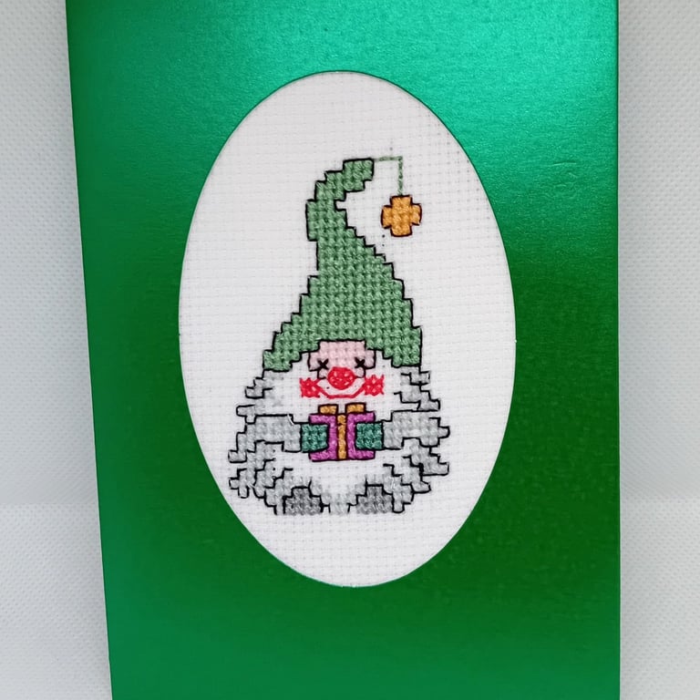 Handmade Christmas Greetings Card with Envelope - Cross Stitch