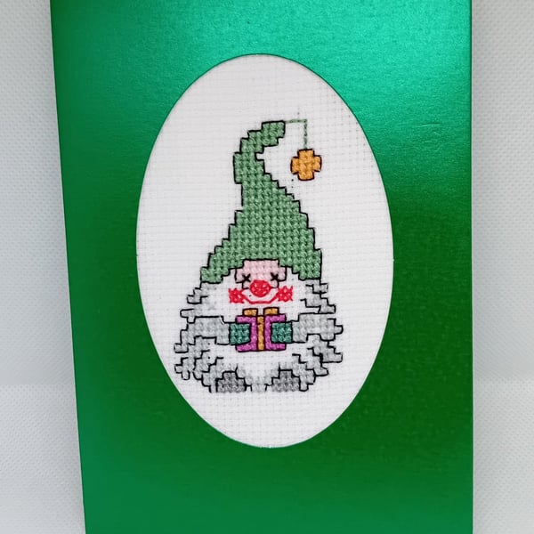 Handmade Christmas Greetings Card with Envelope - Cross Stitch
