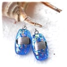 Luxury Dichroic Earrings Fused Glass L004 Sterling Silver hooks