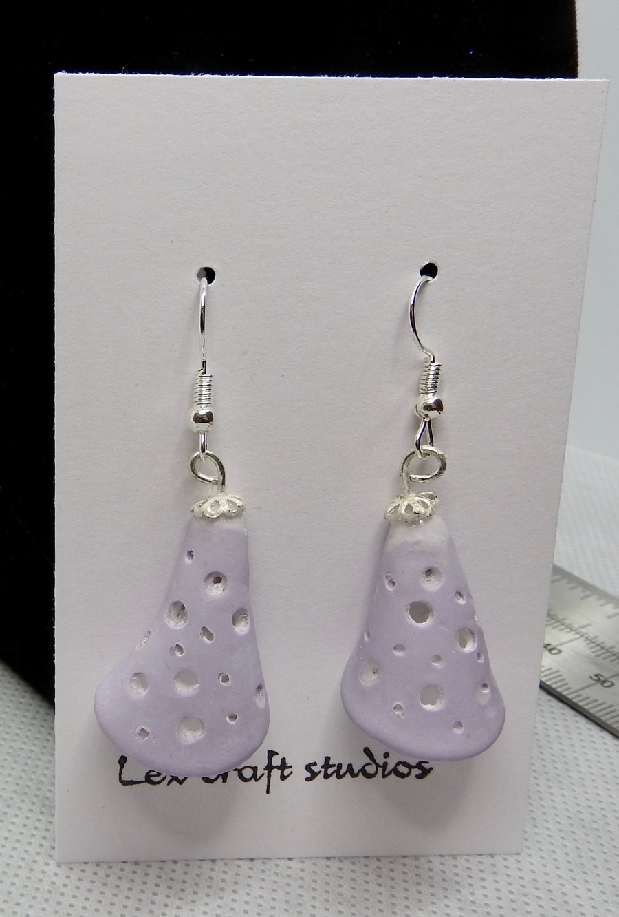 Handmade lilac cone ceramic earrings 