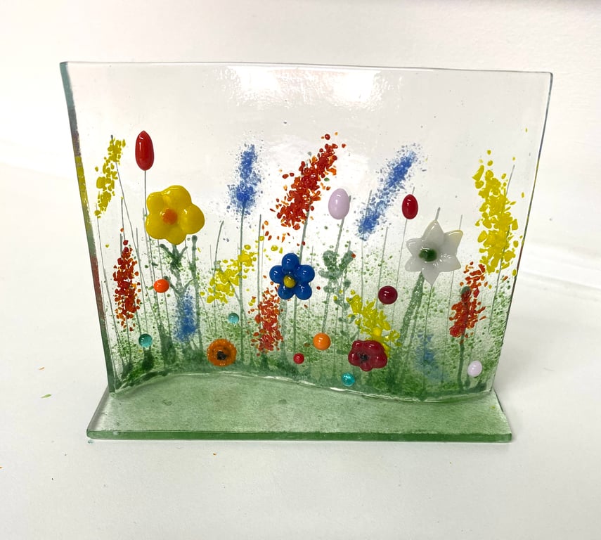 Fused glass floral ornament 