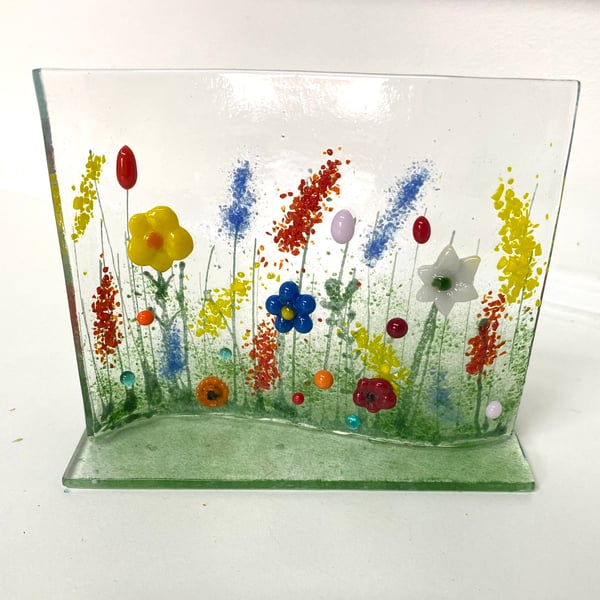 Fused glass floral ornament 
