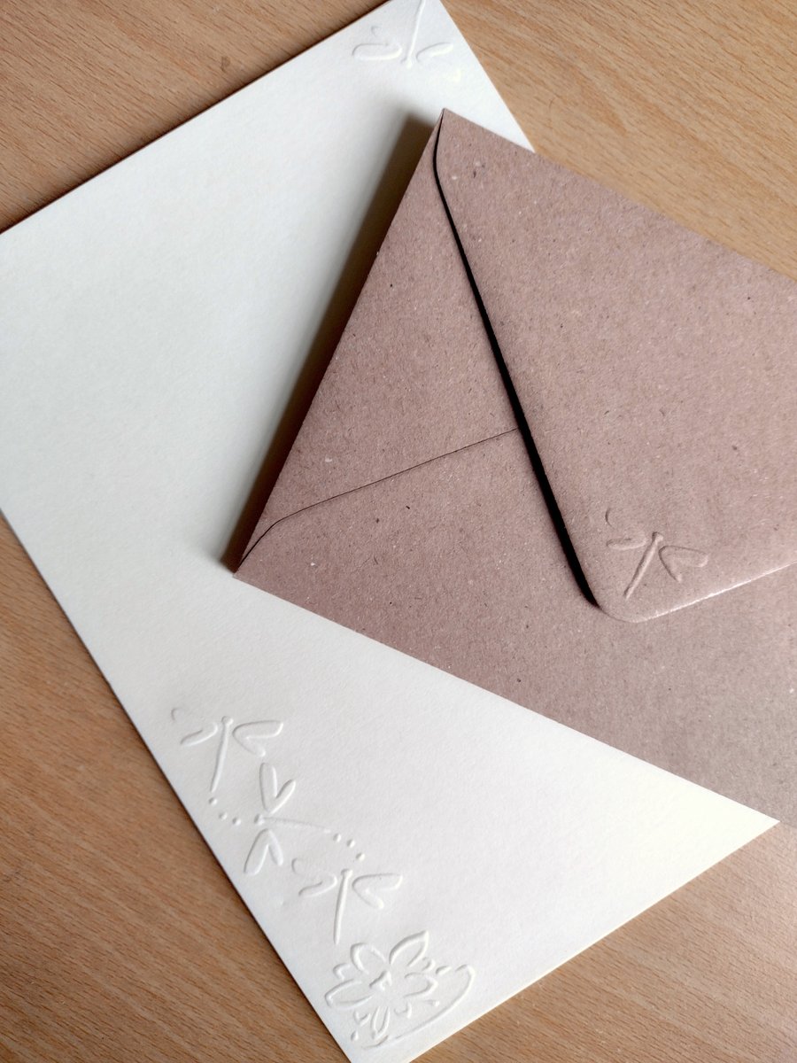 Dragonfly Embossed Writing Paper with Envelopes 15 Pcs - Cream - Stationery