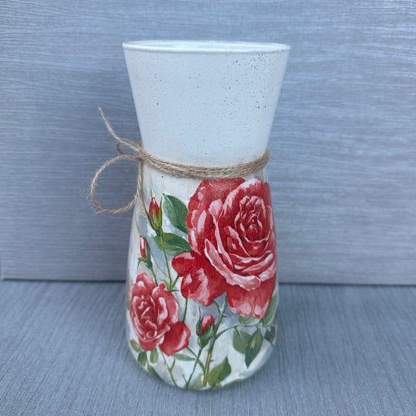 Red Rose Glass Vase Gift for Home Birthday Gift Home Decor