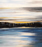Tranquil Sea Painting, Calm Seascape with Sunset, Acrylics on Canvas - Image 4