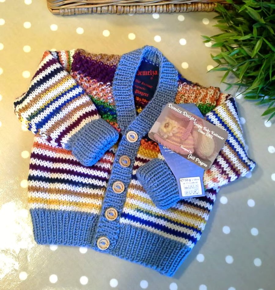 Designer Luxury Hand Knitted Pure Merino Wool Baby Cardigan  6-12 months size