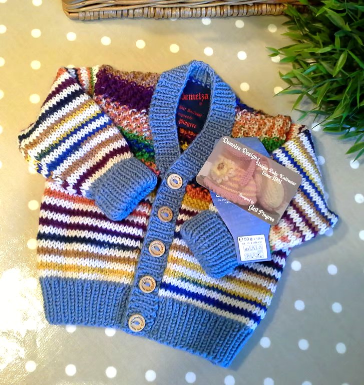 Designer Luxury Hand Knitted Pure Merino Wool Baby Cardigan  6-12 months size