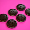 25mm Dark Brown Wooden Buttons 6pk Pierced Wood (DB1)