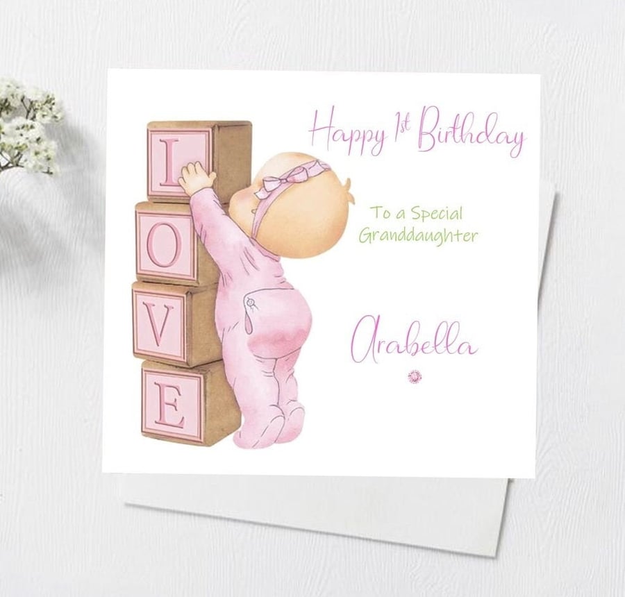 1st Birthday Card Personalized for Baby Girl Baby Boy Happy First Birthday Niece