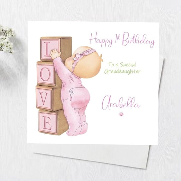 1st Birthday Card Personalized for Baby Girl Baby Boy Happy First Birthday Niece