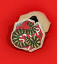 Stop with thai green millipede - wooden pin brooch