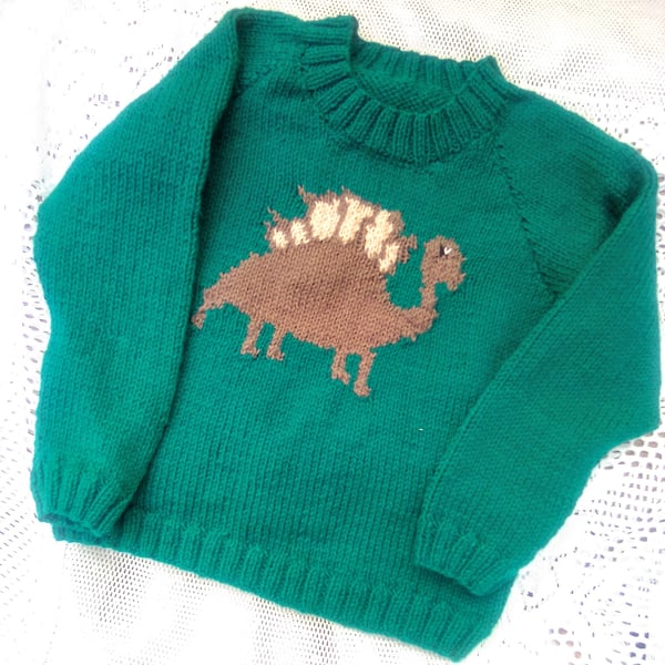 Stegosaurus Motif Jumper for Babies and Children to 7, Birthday Gift, Jumper
