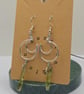 Handmade Crescent Moon Wire Earrings with Polished Green Moss Quartz Crystals