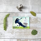Magpie Miniature Original ACEO painting - One of a kind