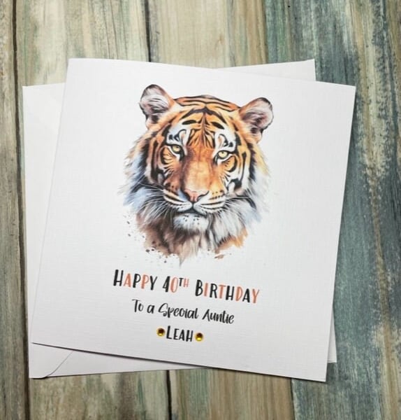 Tiger Birthday Card Handmade and Personalised Tiger Gift for all Relations