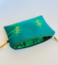 Fern Print Linen Zip-Up Pouch; Makeup Bag; Hand printed Purse  - Image 3
