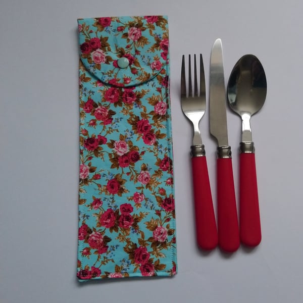 Seconds Sunday- Green Floral Travel Cutlery Case