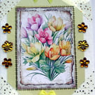 Freesia Flower Hand Crafted Decoupage Card - Blank for any Occasion (2688)